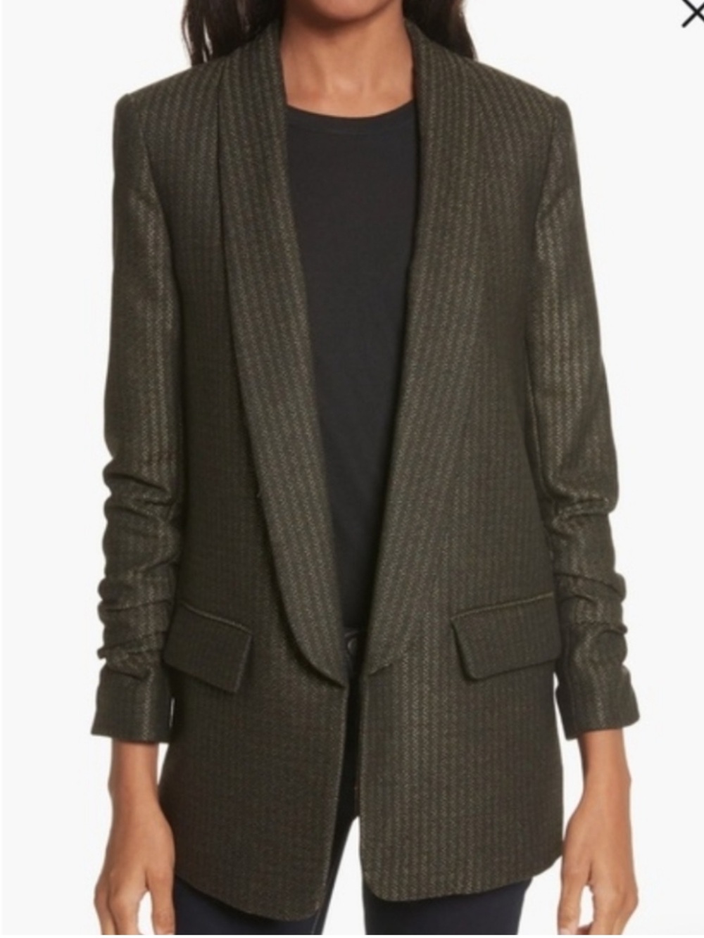 Veronica Beard Clay Shawl Lapel Boy Blazer Size 4 Green Open